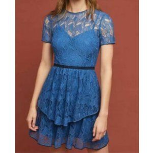 Monique Lhuillier Blue Lace Dress Size 10